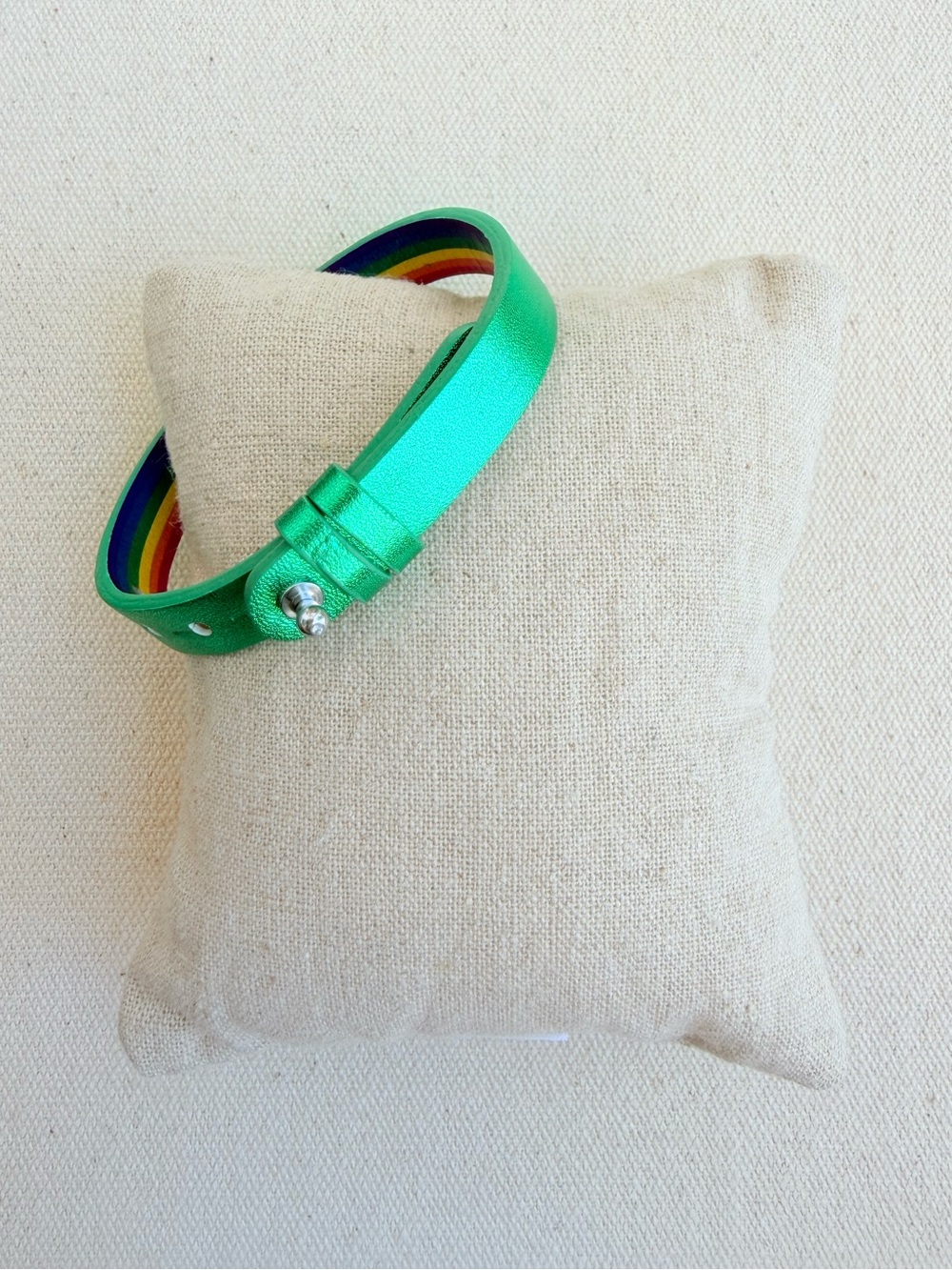 *Single Leather Bracelet Band* KEEP COLLECTIVE~Retired Emerald Green/Rainbow
